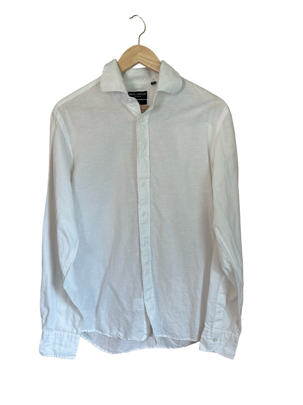Spier & Mackay Linen Cotton White Slim Button Down Shirt 16 36